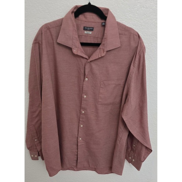 Van Heusen Other - Van Heusen Button Down Mens 19 34/35 Red Brown Excellent Flex Regular‎ Stretch